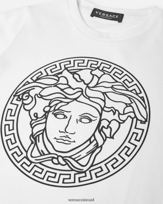 יְלָדִים Versace לבן שחור חולצת טריקו מדוזה הַלבָּשָׁה N8T21966