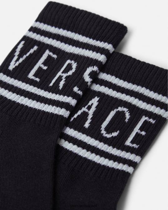 יְלָדִים Versace שָׁחוֹר גרבי לוגו אביזרים N8T21969