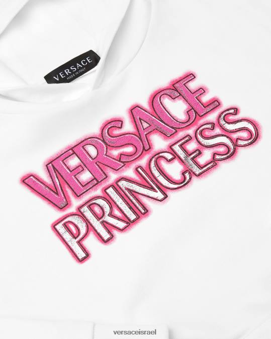 יְלָדִים Versace לבן קפוצ'ון לוגו 
