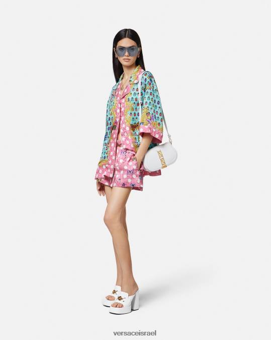 נשים Versace הדפס מכנסי תערובת משי קצרים של פרפרים הַלבָּשָׁה N8T2197