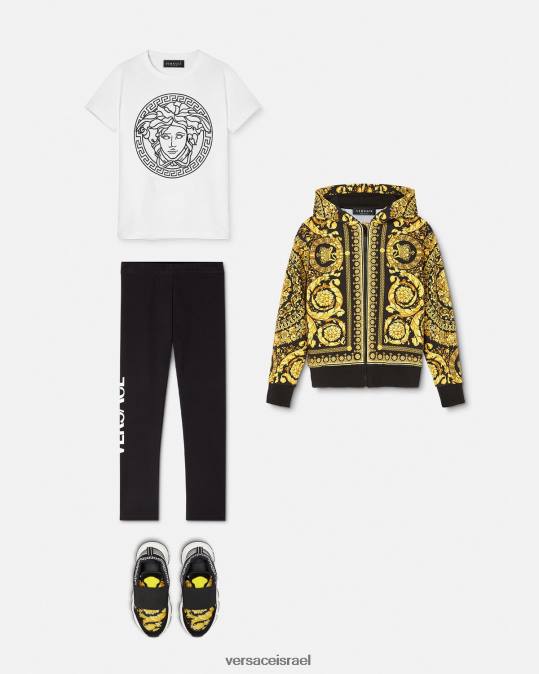 יְלָדִים Versace הדפס קפוצ'ון עם רוכסן ברוק הַלבָּשָׁה N8T21982
