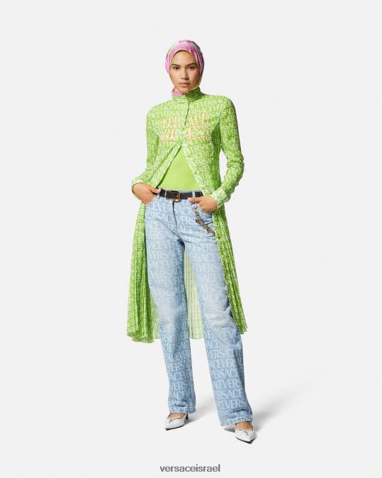 נשים Versace כְּחוֹל מכנסי ג'ינס רחבי רגליים הַלבָּשָׁה N8T2198