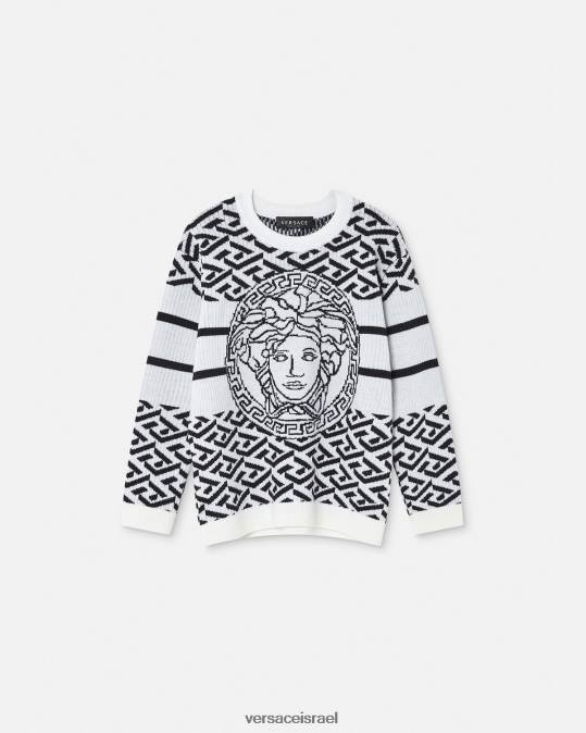 יְלָדִים Versace לבן שחור סוודר מדוזה לה גרקה הַלבָּשָׁה N8T21992