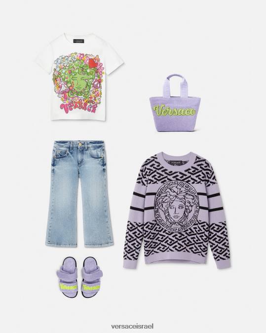 יְלָדִים Versace לבן & הדפס חולצת מדוזה 