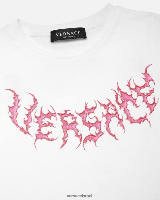 יְלָדִים Versace לבן חולצת טריקו עם לוגו הַלבָּשָׁה N8T22004