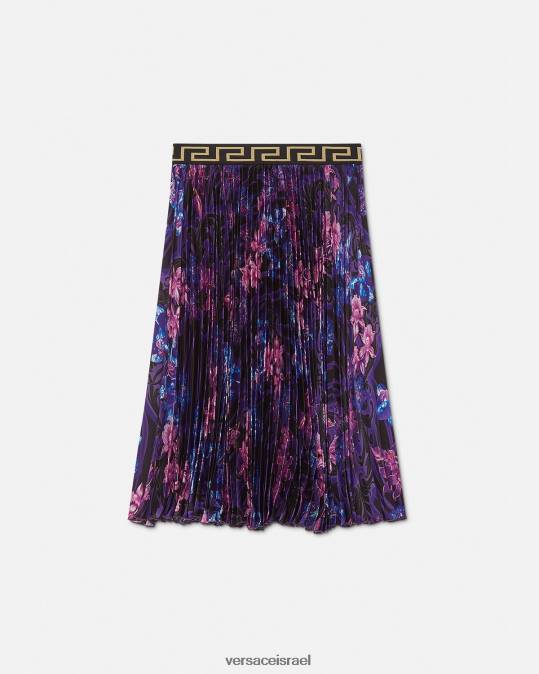 יְלָדִים Versace סגול והדפס חצאית קפלים סחלב בארוקו הַלבָּשָׁה N8T22006