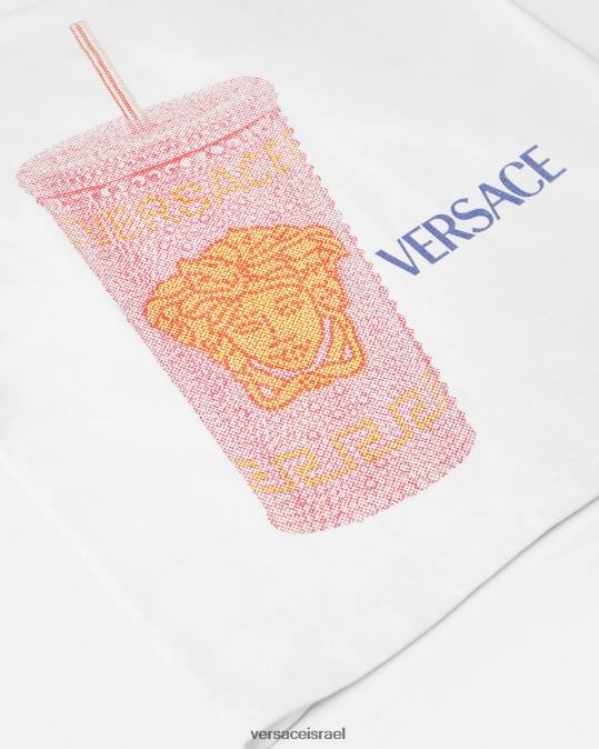 יְלָדִים Versace לבן & הדפס חולצת לוגו של ספל נסיעות הַלבָּשָׁה N8T22018