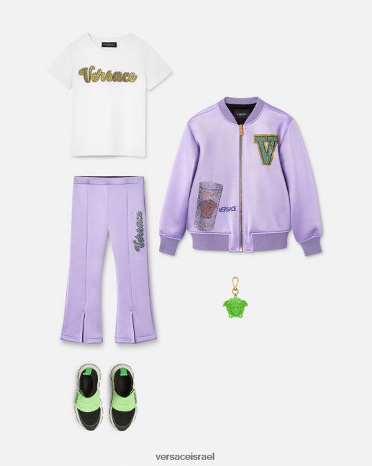 יְלָדִים Versace לִילָך מכנסי לוגו קריסטל הַלבָּשָׁה N8T22022