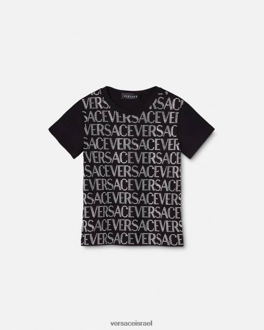 יְלָדִים Versace שָׁחוֹר חולצת טריקו קריסטל הַלבָּשָׁה N8T22024