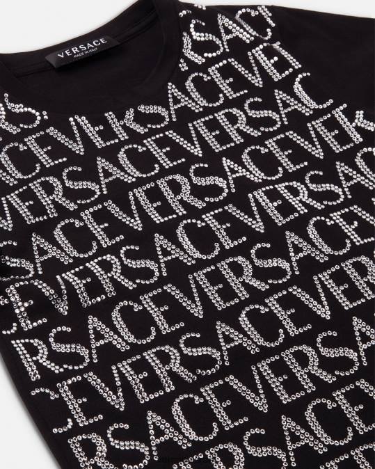 יְלָדִים Versace שָׁחוֹר חולצת טריקו קריסטל הַלבָּשָׁה N8T22024