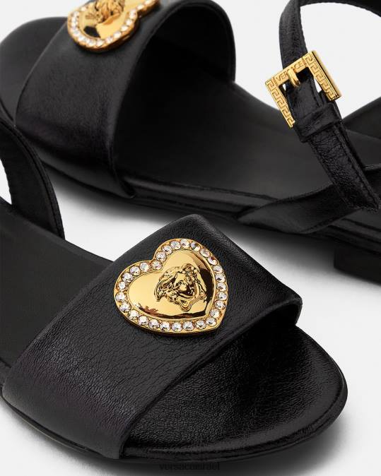 יְלָדִים Versace שָׁחוֹר סנדלי מדוזה לבבי קריסטל נַעַל N8T22031