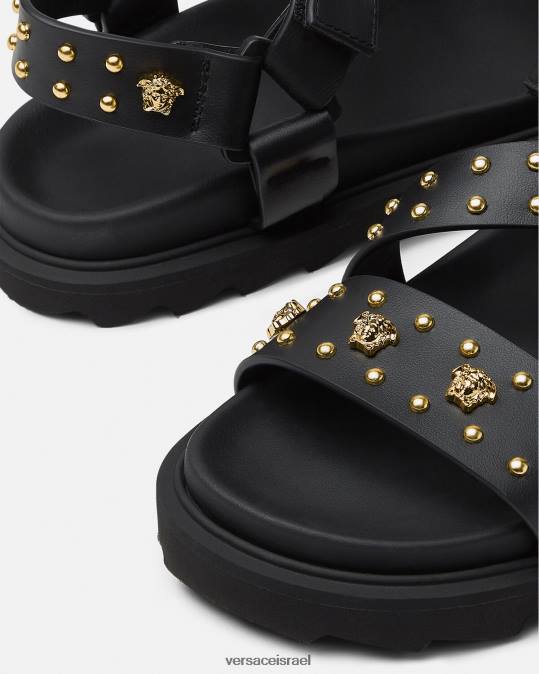 יְלָדִים Versace שָׁחוֹר סנדלי לה מדוזה משובצים נַעַל N8T22041