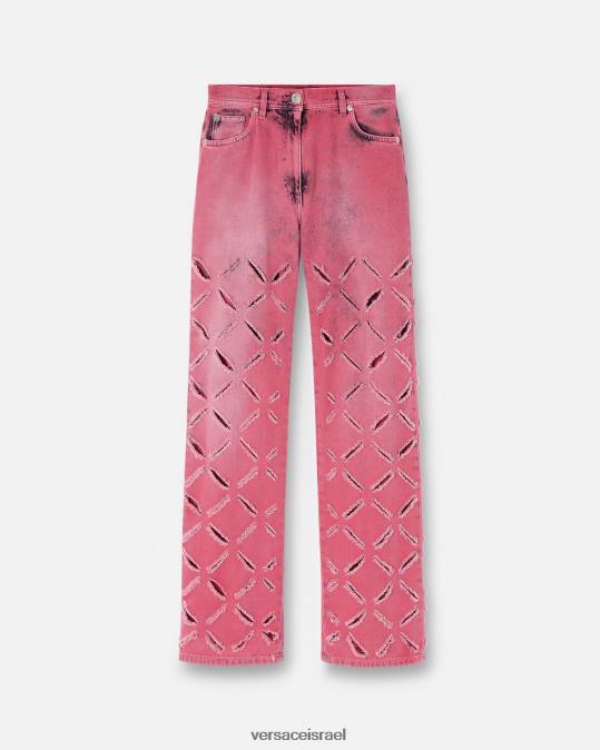 נשים Versace וָרוֹד ג'ינס מדוזה חתוכים הַלבָּשָׁה N8T2206