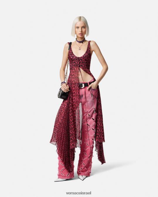 נשים Versace וָרוֹד ג'ינס מדוזה חתוכים הַלבָּשָׁה N8T2206