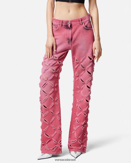 נשים Versace וָרוֹד ג'ינס מדוזה חתוכים הַלבָּשָׁה N8T2206