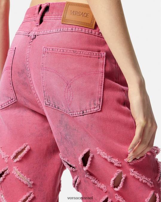 נשים Versace וָרוֹד ג'ינס מדוזה חתוכים הַלבָּשָׁה N8T2206