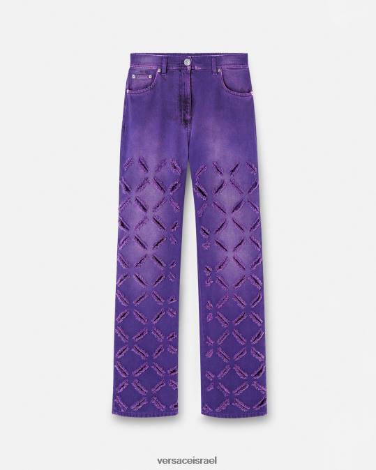 נשים Versace סָגוֹל ג'ינס מדוזה חתוכים הַלבָּשָׁה N8T2207