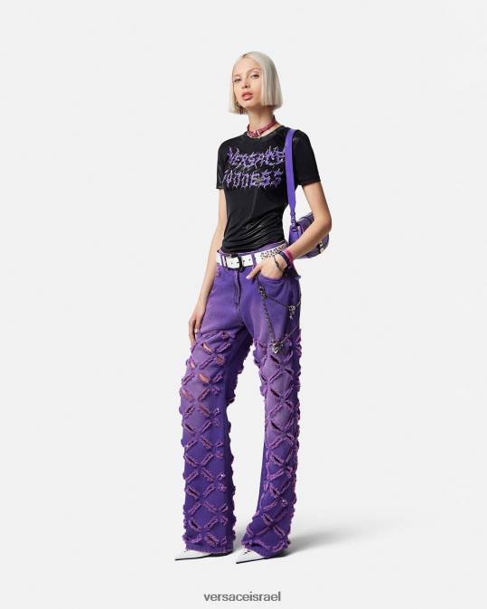 נשים Versace סָגוֹל ג'ינס מדוזה חתוכים הַלבָּשָׁה N8T2207