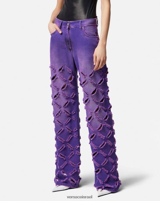 נשים Versace סָגוֹל ג'ינס מדוזה חתוכים הַלבָּשָׁה N8T2207