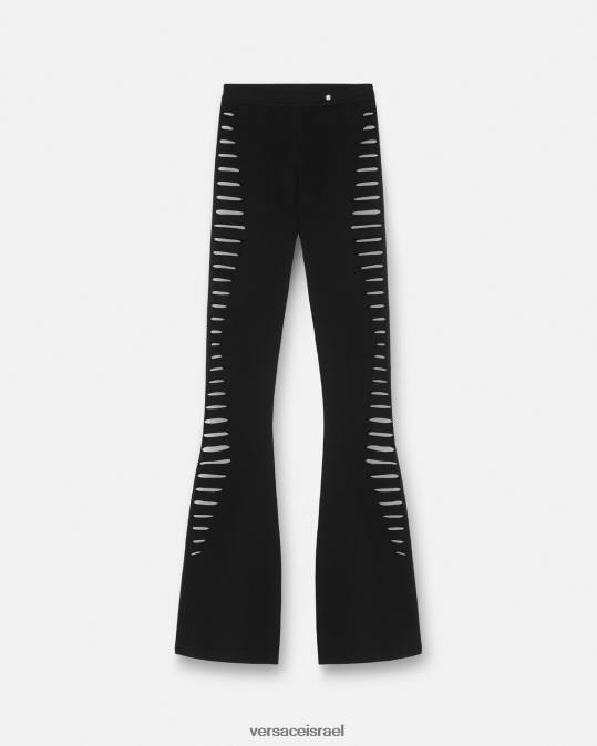 נשים Versace שָׁחוֹר מכנסיים מתרחבים סרוגים חתוכים הַלבָּשָׁה N8T2208