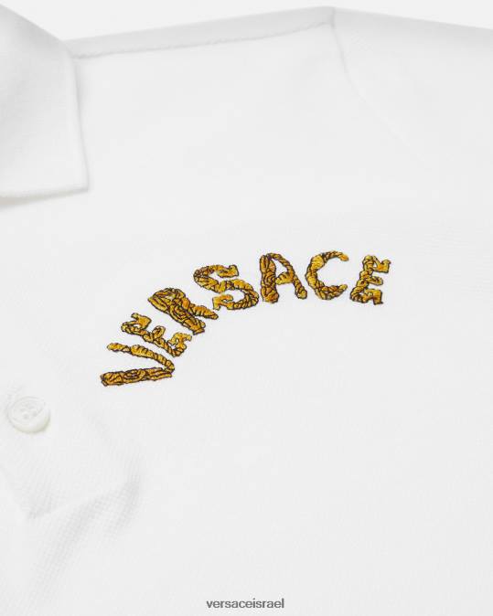 יְלָדִים Versace זהב לבן חולצת פולו לוגו הַלבָּשָׁה N8T22082