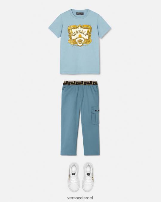 יְלָדִים Versace כחול בהיר חולצת טריקו בארוק צדפים הַלבָּשָׁה N8T22084