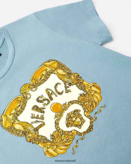 יְלָדִים Versace כחול בהיר חולצת טריקו בארוק צדפים הַלבָּשָׁה N8T22084