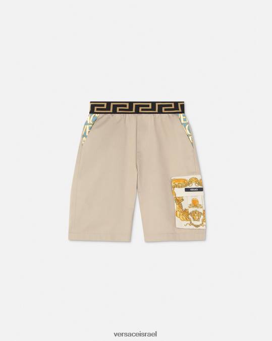 יְלָדִים Versace בז' מכנסי בארוק קצרים של גרקה צדפים הַלבָּשָׁה N8T22086