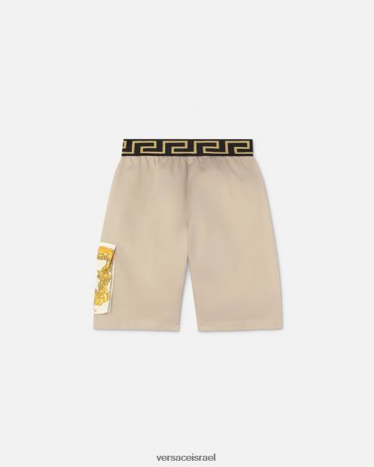 יְלָדִים Versace בז' מכנסי בארוק קצרים של גרקה צדפים הַלבָּשָׁה N8T22086