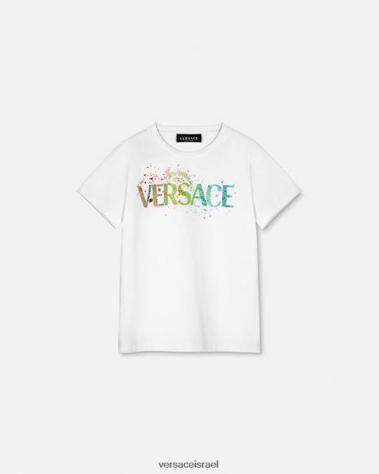 יְלָדִים Versace כְּחוֹל חולצת טריקו עם לוגו הַלבָּשָׁה N8T22094