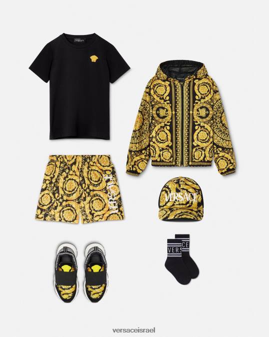 יְלָדִים Versace הדפס מכנסי ים קצרים עם לוגו בארוקו הַלבָּשָׁה N8T22096