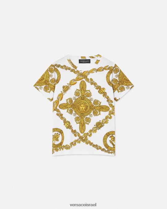 יְלָדִים Versace הדפס חולצת טריקו בארוק מסצ'רה הַלבָּשָׁה N8T22124