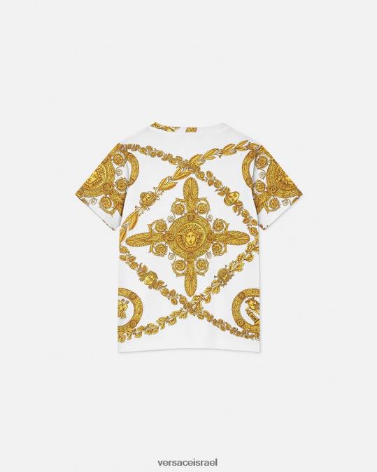 יְלָדִים Versace הדפס חולצת טריקו בארוק מסצ'רה הַלבָּשָׁה N8T22124