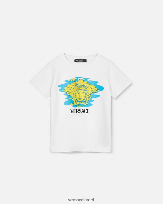יְלָדִים Versace לבן & הדפס חולצת טי של לוגו מדוזה הַלבָּשָׁה N8T22127