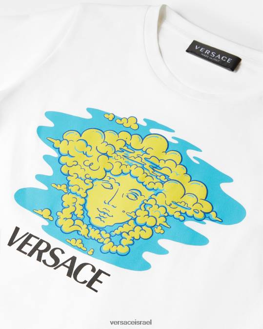 יְלָדִים Versace לבן & הדפס חולצת טי של לוגו מדוזה הַלבָּשָׁה N8T22127