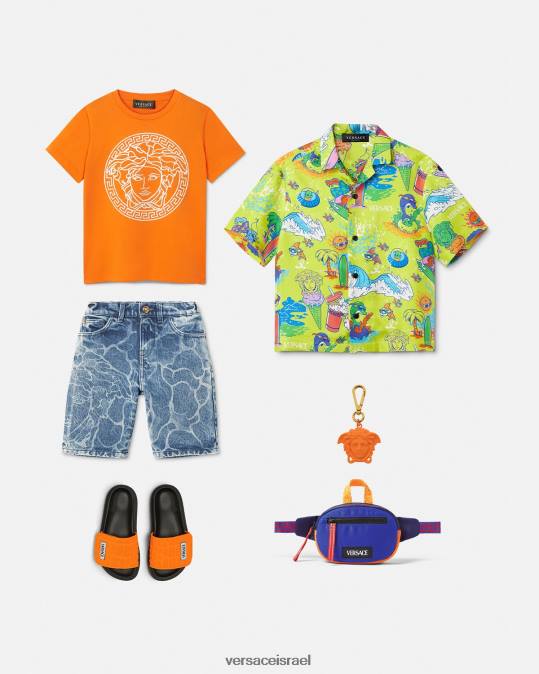 יְלָדִים Versace כְּחוֹל מכנסי ג'ינס קצרים מדוזה הַלבָּשָׁה N8T22128