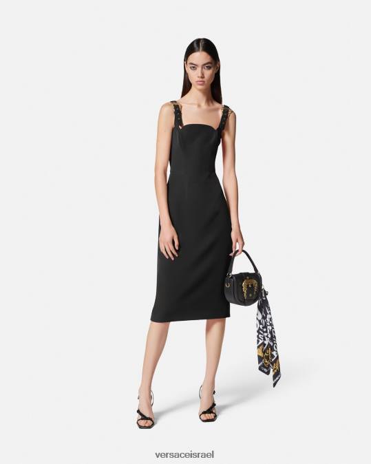 נשים Versace שָׁחוֹר שמלת מידי עם אבזם בארוק הַלבָּשָׁה N8T22142