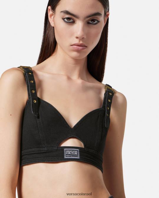 נשים Versace שָׁחוֹר טופ ג'ינס עם אבזם בארוק הַלבָּשָׁה N8T22145