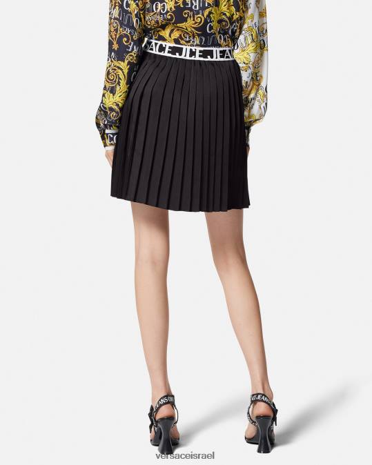 נשים Versace שָׁחוֹר חצאית קפלים לוגו הַלבָּשָׁה N8T22152