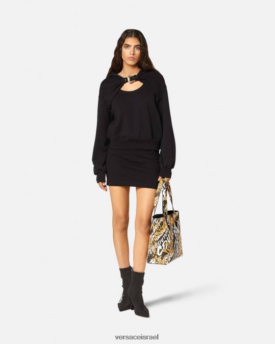 נשים Versace שָׁחוֹר קפוצ'ון אבזם בארוק הַלבָּשָׁה N8T22154