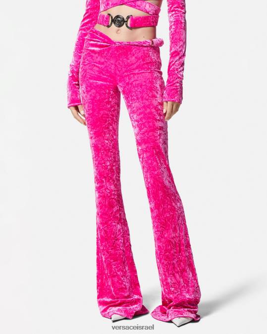 נשים Versace ורוד פוקסיה מכנסי קטיפה מתרחבים מגולגלים הַלבָּשָׁה N8T2215