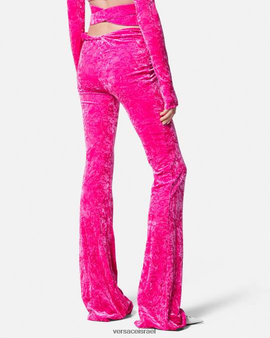 נשים Versace ורוד פוקסיה מכנסי קטיפה מתרחבים מגולגלים הַלבָּשָׁה N8T2215