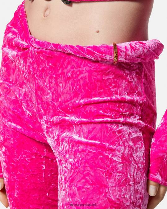 נשים Versace ורוד פוקסיה מכנסי קטיפה מתרחבים מגולגלים הַלבָּשָׁה N8T2215