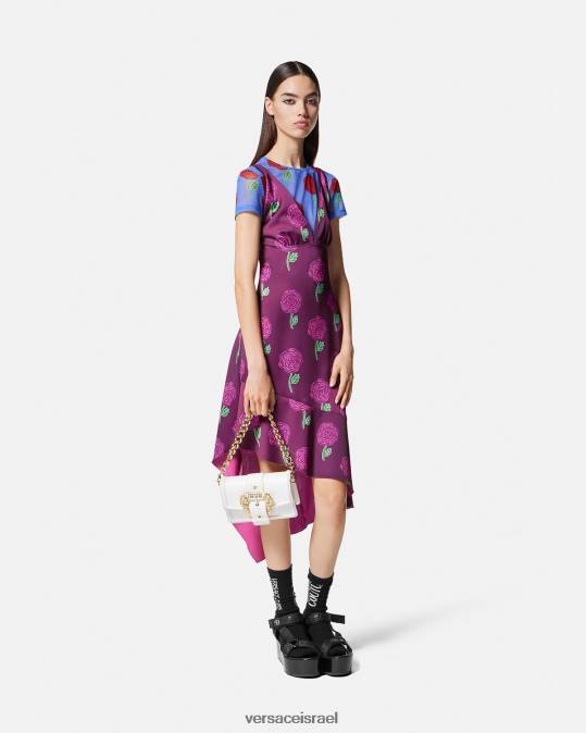 נשים Versace סָגוֹל שמלת מידי ורדים הַלבָּשָׁה N8T22160