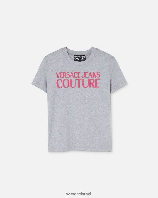 נשים Versace אפור חולצת טריקו עם לוגו הַלבָּשָׁה N8T22171
