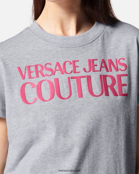 נשים Versace אפור חולצת טריקו עם לוגו הַלבָּשָׁה N8T22171
