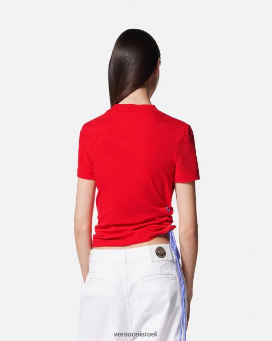 נשים Versace תפוז חולצת טי שרוכים עם לוגו הַלבָּשָׁה N8T22172