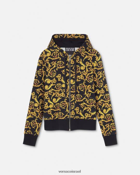 נשים Versace זהב שחור קפוצ'ון סקיצה קוטור הַלבָּשָׁה N8T22175