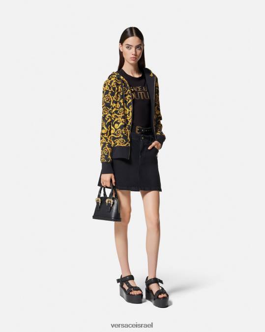 נשים Versace זהב שחור קפוצ'ון סקיצה קוטור הַלבָּשָׁה N8T22175