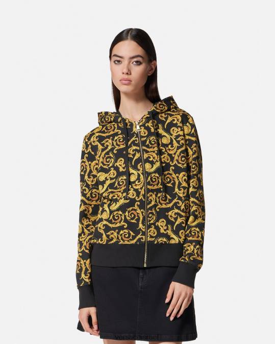 נשים Versace זהב שחור קפוצ'ון סקיצה קוטור הַלבָּשָׁה N8T22175